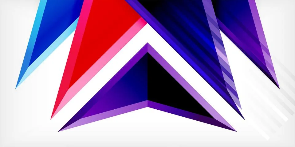 Arrows with 3d effect abstract background. Triangles on light grey backdrop Illustrazione stock