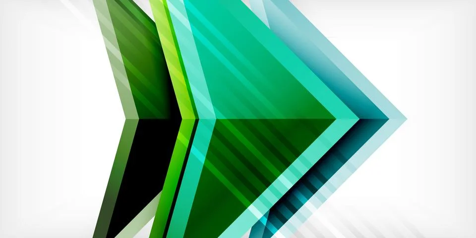 Arrows with 3d effect abstract background. Triangles on light grey backdrop Illustrazione stock