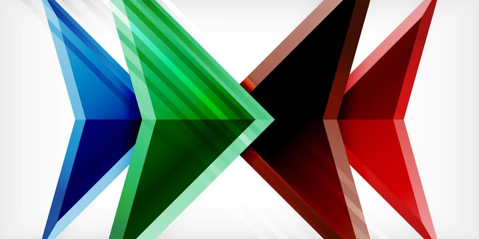 Arrows with 3d effect abstract background. Triangles on light grey backdrop Illustrazione stock