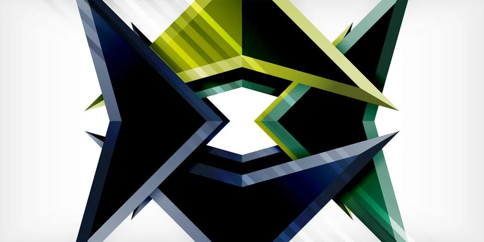 Arrows with 3d effect abstract background. Triangles on light grey backdrop Illustrazione stock