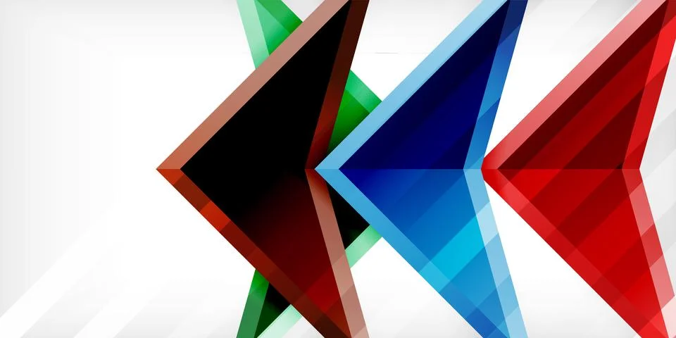 Arrows with 3d effect abstract background. Triangles on light grey backdrop Illustrazione stock