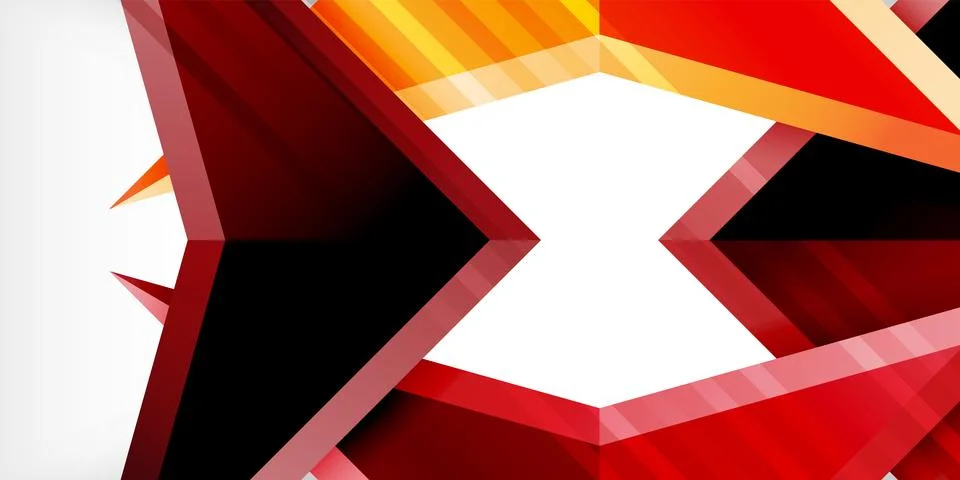 Arrows with 3d effect abstract background. Triangles on light grey backdrop Illustrazione stock