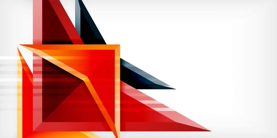 Arrows with 3d effect abstract background. Triangles on light grey backdrop Illustrazione stock