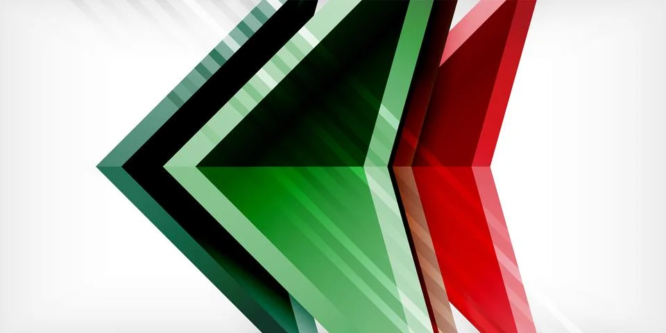 Arrows with 3d effect abstract background. Triangles on light grey backdrop Stock Illustration