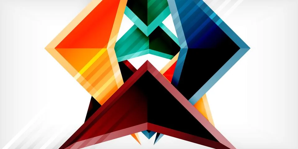 Arrows with 3d effect abstract background. Triangles on light grey backdrop Illustrazione stock