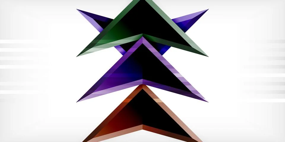 Arrows with 3d effect abstract background. Triangles on light grey backdrop Illustrazione stock