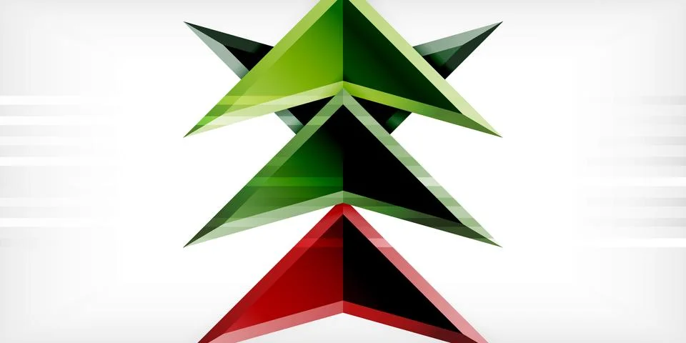 Arrows with 3d effect abstract background. Triangles on light grey backdrop Illustrazione stock