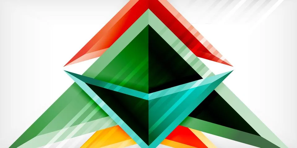 Arrows with 3d effect abstract background. Triangles on light grey backdrop Illustrazione stock