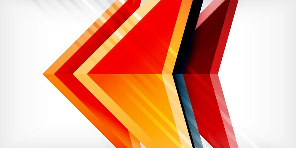 Arrows with 3d effect abstract background. Triangles on light grey backdrop Illustrazione stock