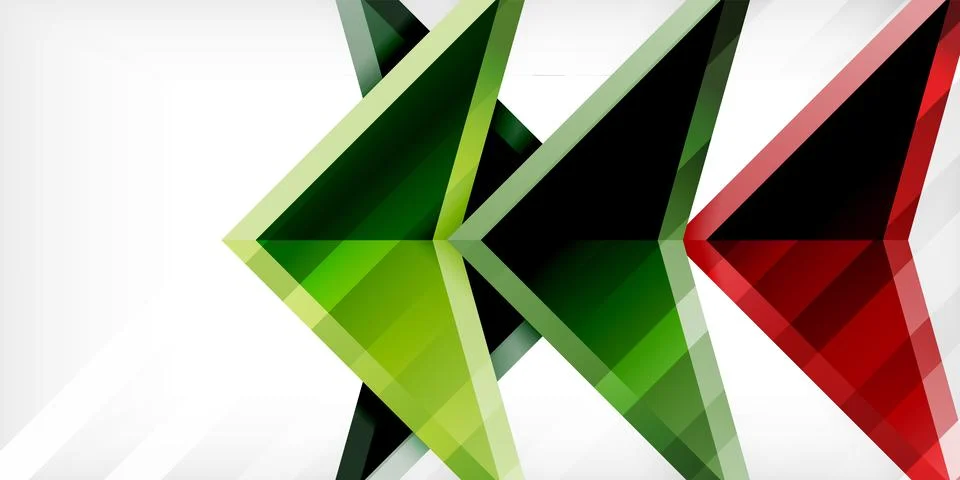 Arrows with 3d effect abstract background. Triangles on light grey backdrop Stock Illustration