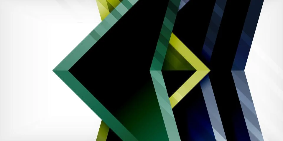 Arrows with 3d effect abstract background. Triangles on light grey backdrop Illustrazione stock