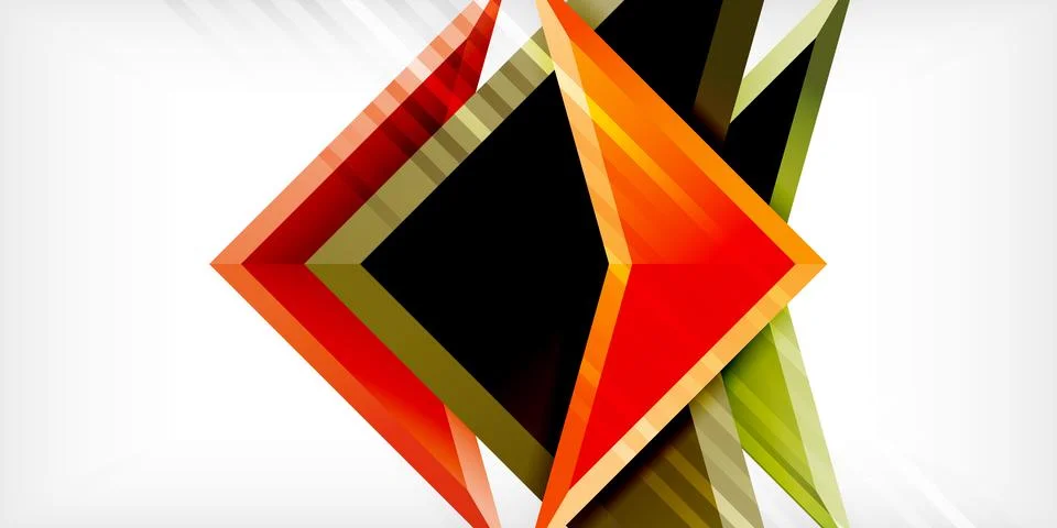 Arrows with 3d effect abstract background. Triangles on light grey backdrop Illustrazione stock