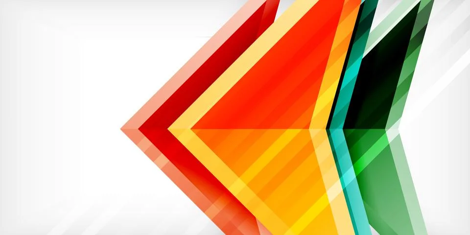 Arrows with 3d effect abstract background. Triangles on light grey backdrop Illustrazione stock