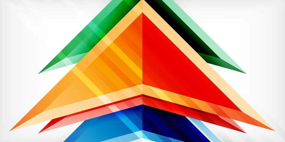 Arrows with 3d effect abstract background. Triangles on light grey backdrop Illustrazione stock