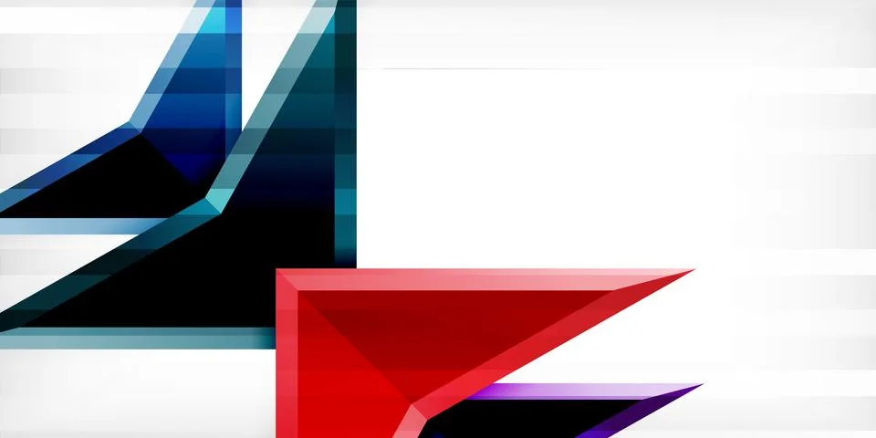 Arrows with 3d effect abstract background. Triangles on light grey backdrop Illustrazione stock