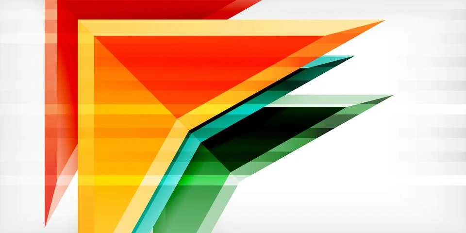 Arrows with 3d effect abstract background. Triangles on light grey backdrop Illustrazione stock