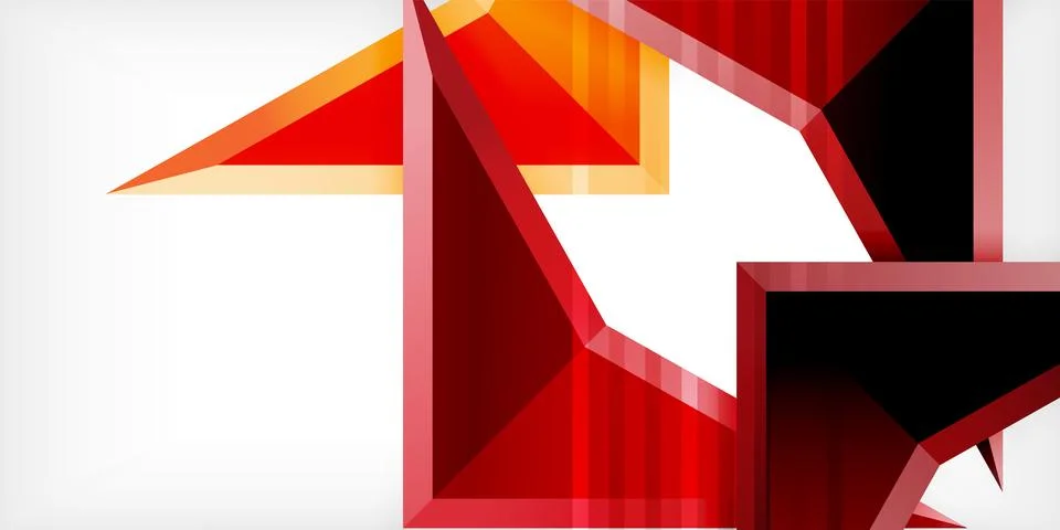 Arrows with 3d effect abstract background. Triangles on light grey backdrop Illustrazione stock