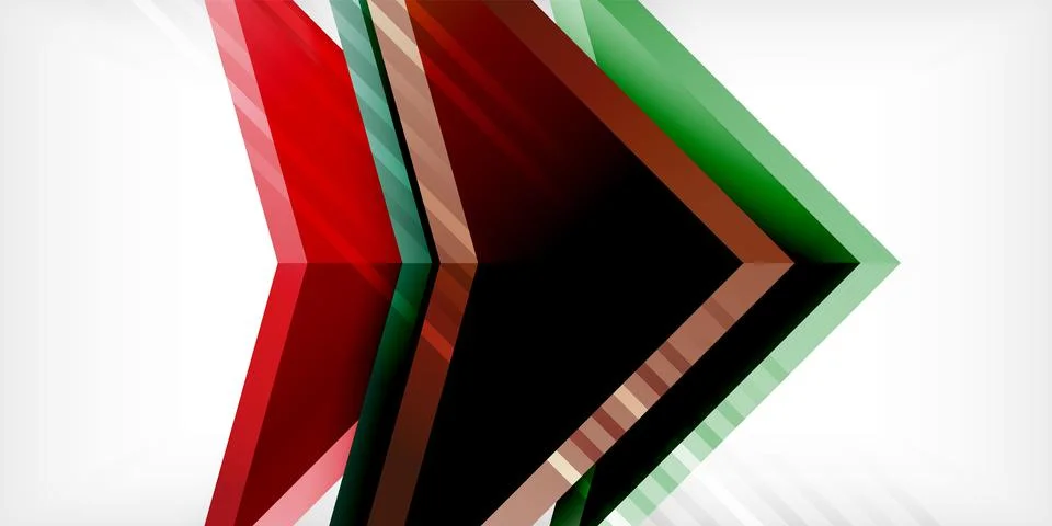 Arrows with 3d effect abstract background. Triangles on light grey backdrop Illustrazione stock