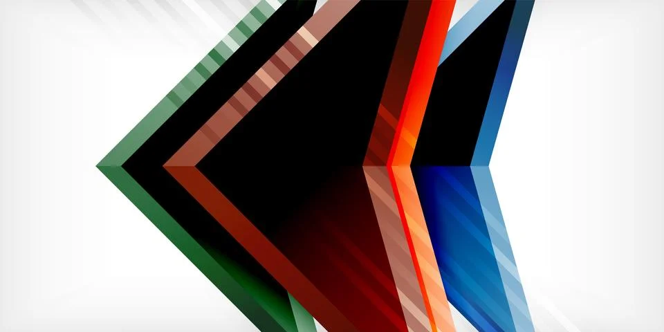 Arrows with 3d effect abstract background. Triangles on light grey backdrop Illustrazione stock