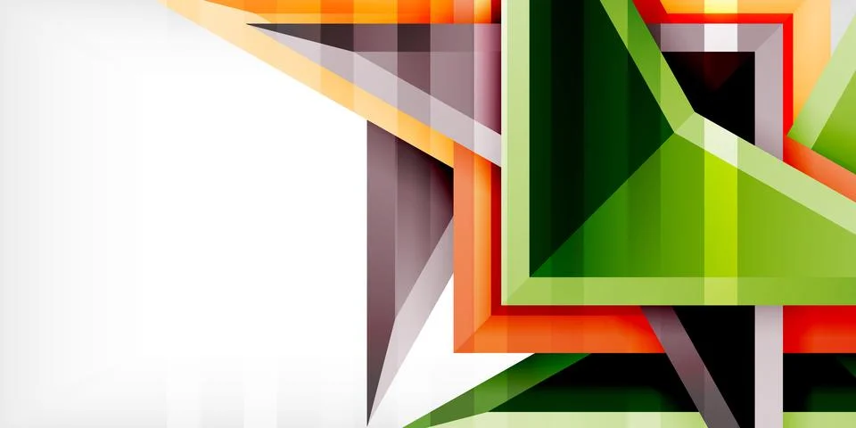 Arrows with 3d effect abstract background. Triangles on light grey backdrop Illustrazione stock