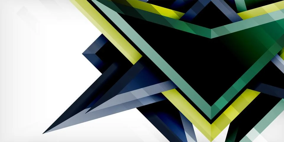 Arrows with 3d effect abstract background. Triangles on light grey backdrop Illustrazione stock