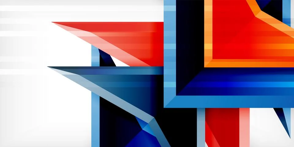 Arrows with 3d effect abstract background. Triangles on light grey backdrop Illustrazione stock