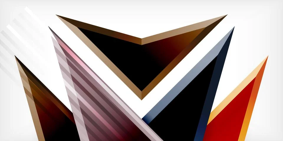 Arrows with 3d effect abstract background. Triangles on light grey backdrop Illustrazione stock