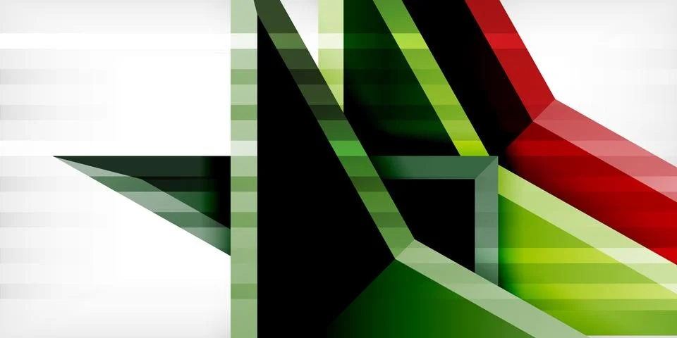 Arrows with 3d effect abstract background. Triangles on light grey backdrop Illustrazione stock