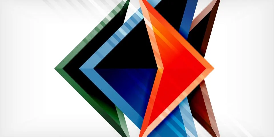 Arrows with 3d effect abstract background. Triangles on light grey backdrop Illustrazione stock