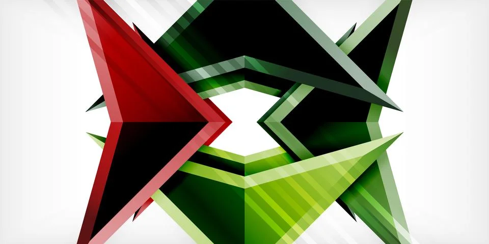 Arrows with 3d effect abstract background. Triangles on light grey backdrop Illustrazione stock