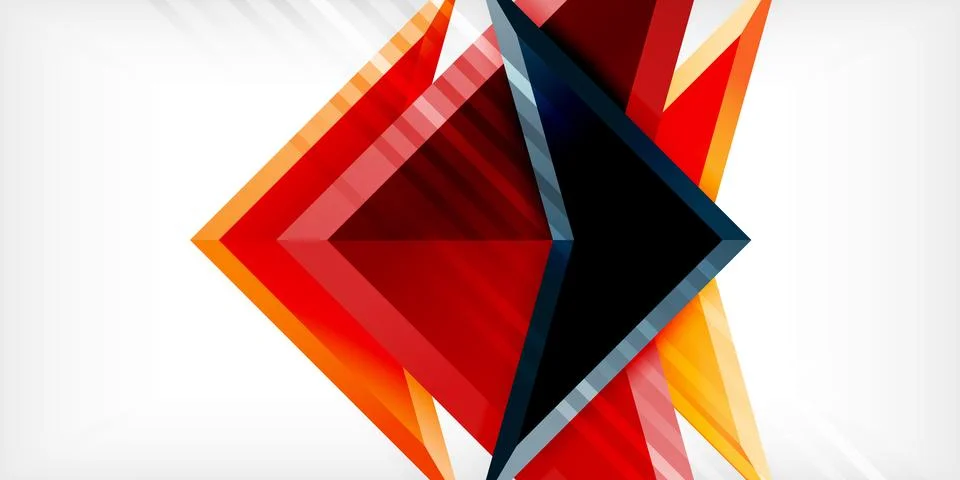 Arrows with 3d effect abstract background. Triangles on light grey backdrop Illustrazione stock