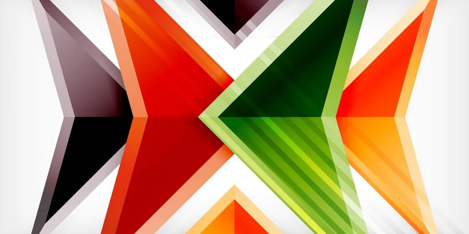 Arrows with 3d effect abstract background. Triangles on light grey backdrop 스톡 일러스트