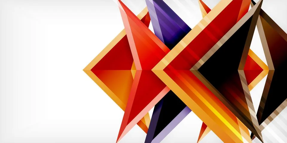 Arrows with 3d effect abstract background. Triangles on light grey backdrop Illustrazione stock