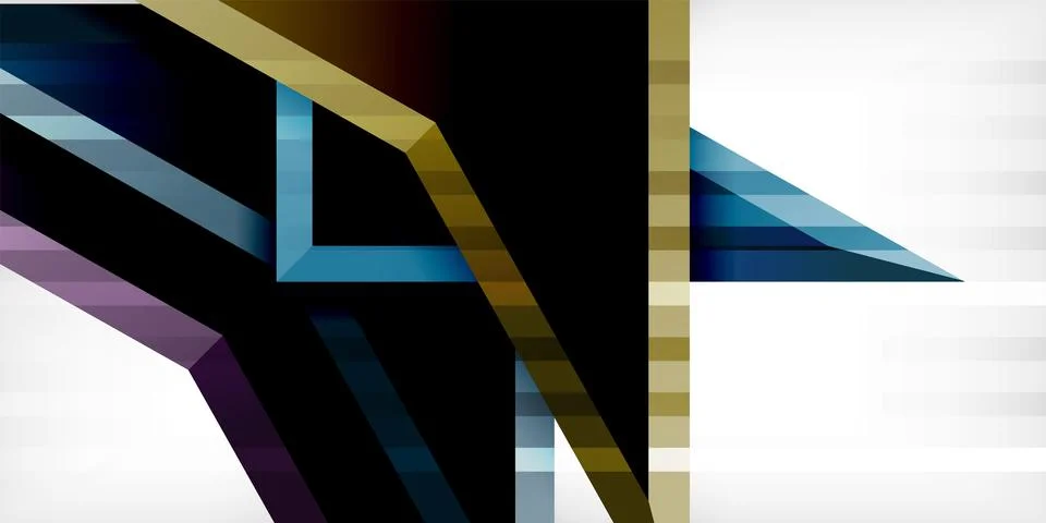 Arrows with 3d effect abstract background. Triangles on light grey backdrop Stock Illustration