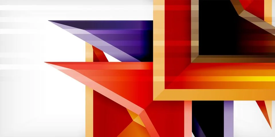 Arrows with 3d effect abstract background. Triangles on light grey backdrop Illustrazione stock