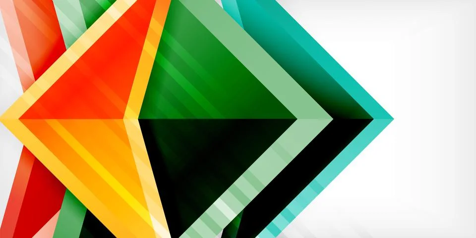 Arrows with 3d effect abstract background. Triangles on light grey backdrop 스톡 일러스트