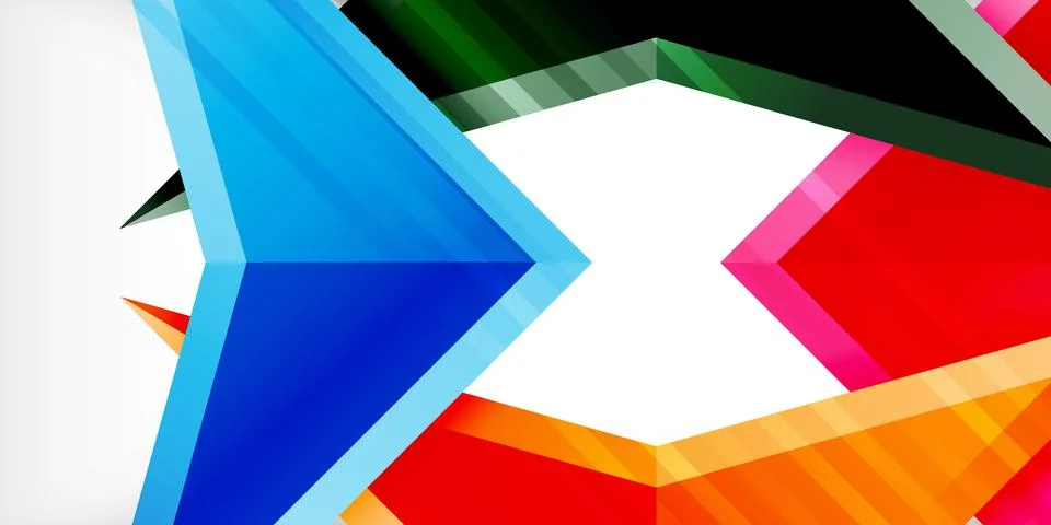 Arrows with 3d effect abstract background. Triangles on light grey backdrop イラスト素材