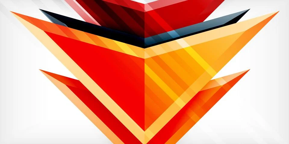 Arrows with 3d effect abstract background. Triangles on light grey backdrop Illustrazione stock