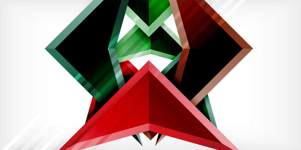 Arrows with 3d effect abstract background. Triangles on light grey backdrop Illustrazione stock