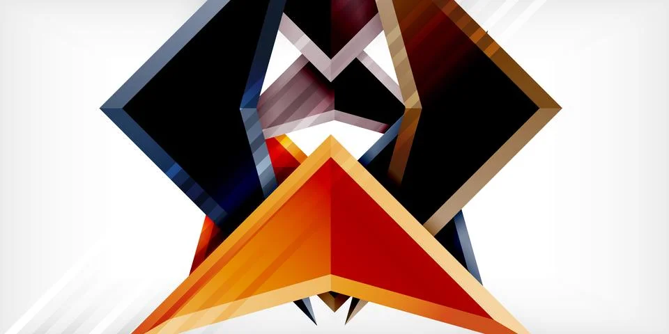 Arrows with 3d effect abstract background. Triangles on light grey backdrop Illustrazione stock