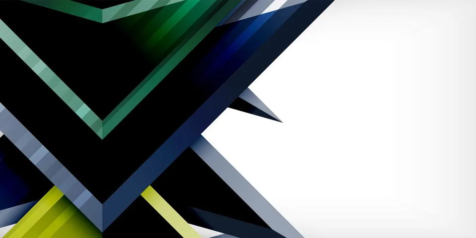 Arrows with 3d effect abstract background. Triangles on light grey backdrop Illustrazione stock