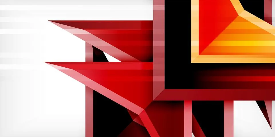 Arrows with 3d effect abstract background. Triangles on light grey backdrop Illustrazione stock