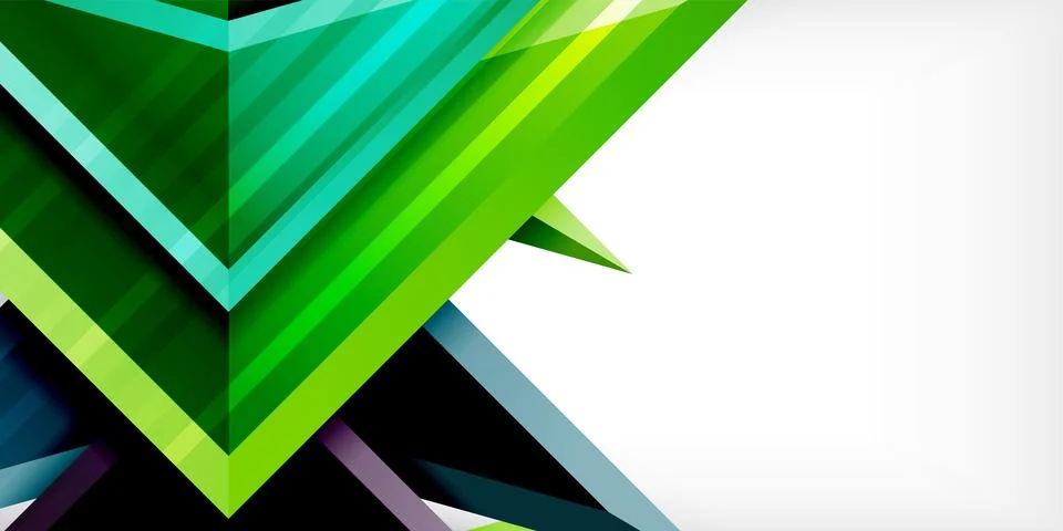 Arrows with 3d effect abstract background. Triangles on light grey backdrop Illustrazione stock