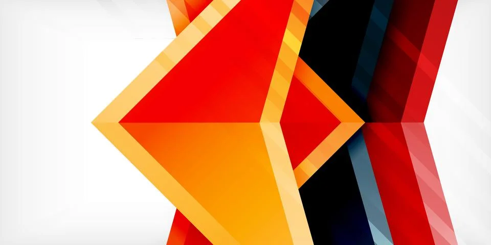 Arrows with 3d effect abstract background. Triangles on light grey backdrop Illustrazione stock