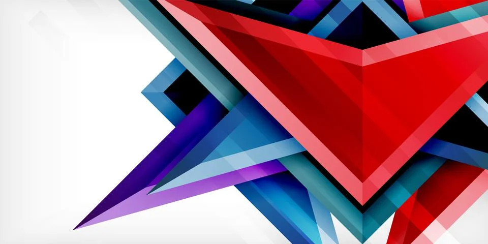 Arrows with 3d effect abstract background. Triangles on light grey backdrop Illustrazione stock