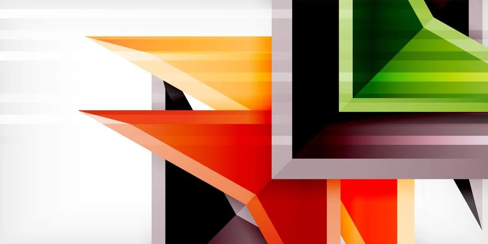 Arrows with 3d effect abstract background. Triangles on light grey backdrop Illustrazione stock