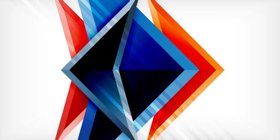 Arrows with 3d effect abstract background. Triangles on light grey backdrop Illustrazione stock