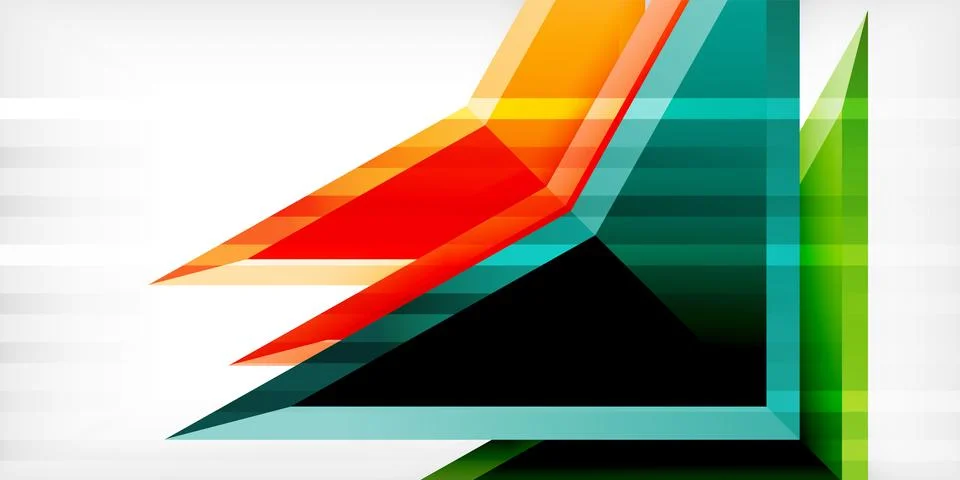 Arrows with 3d effect abstract background. Triangles on light grey backdrop Illustrazione stock