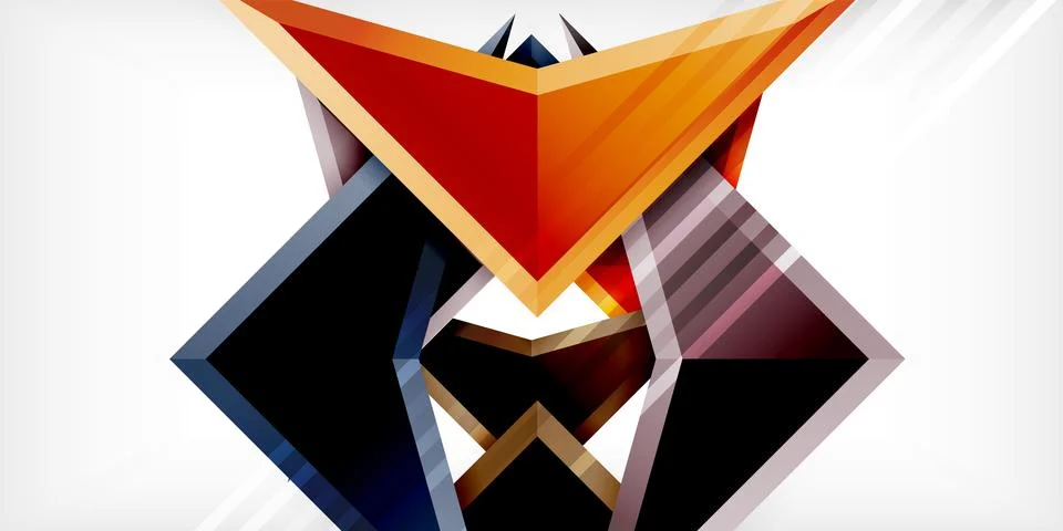 Arrows with 3d effect abstract background. Triangles on light grey backdrop 스톡 일러스트