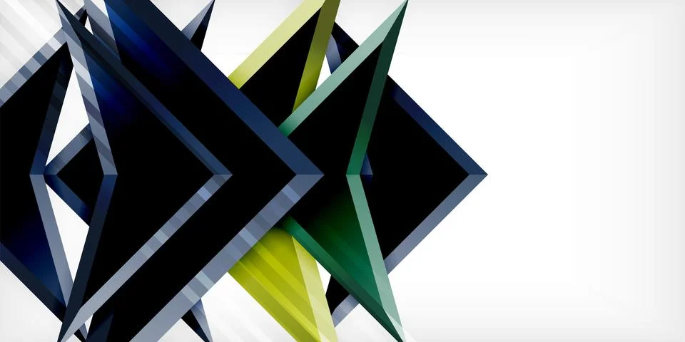 Arrows with 3d effect abstract background. Triangles on light grey backdrop Illustrazione stock